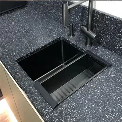 Композитний ПВХ з чорної тераццо плити для кухонної стільниці